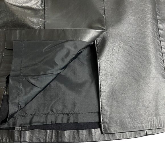 Vintage Laurice Leather Pencil Skirt Womens 5/6 Belted Midi 80s 90s Slit Back - Picture 9 of 16